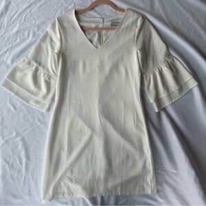 Belongsci ruffle-sleeve shift dress in ivory